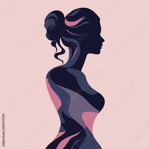Abstract Art of Multi Color Girl, Beautiful Colorful Girl Illustration
