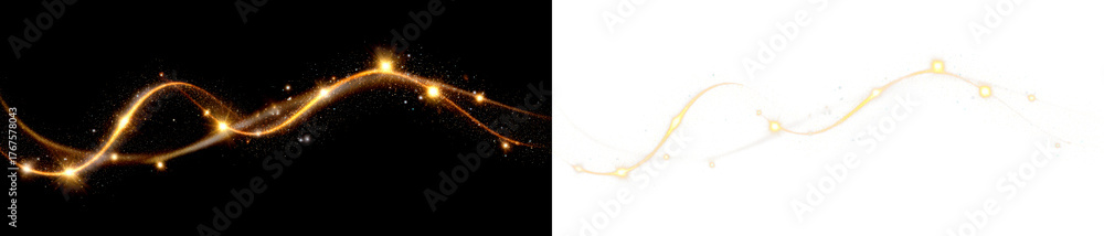 Obraz premium Glowing Sparkles Trailing in Motion Display on Black and Transparent Background, cutout, png