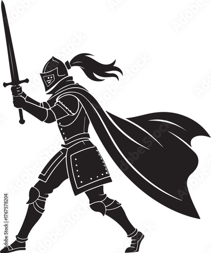 medieval knight with sword and shield illustration
