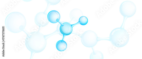 Molecule with biology and chemical concept, 3d rendering. Digital drawing.