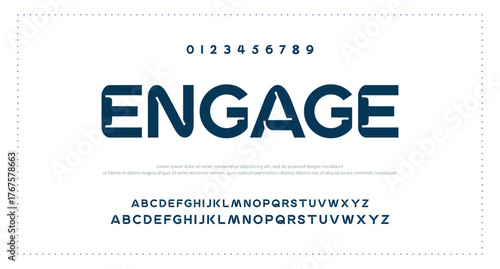 Creative simple modern urban alphabet font. Digital abstract futuristic, logo, music, sport, minimal technology typography. Simple numeric vector illustration