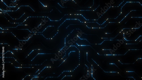 Futuristic Microchip with Glowing Neon Circuits Frame. Digital Technology, and AI in a High-Tech Virtual Interface. Product display background. Seamless loop. Concept: AI, high-tech, sci-fi, future