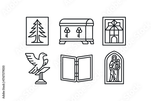 simple outline stroke icon isolated on white background cedar cassone panel chestnut bridal chest relief pearwood intarsia panel sycamore lectern eagle ebony diptych linden retable carving