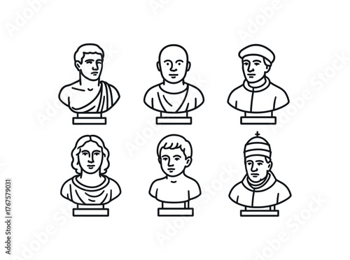 simple outline stroke icon isolated on white background stucco scholar bust wax portrait bust pietra serena humanist bust glazed terracotta bust marble child bust mold cast papal bust