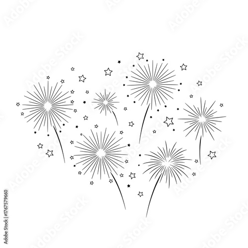 Fireworks Display with Stars Illustration