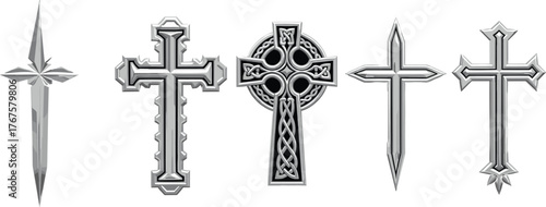 Cross Symbols Religious Celtic Decorative Christian Faith Spiritual Traditional Icon Minimalist Historic Sacred Silhouette Pattern Illustration Design Art