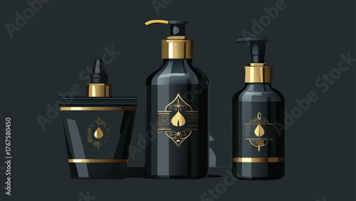 Mockup of a bottle design showcasing a sleek, modern shape with a minimalist label and a reflective surface..eps