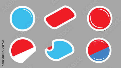 Vector illustration of colorful stickers and speech bubbles arranged creatively on a white background..eps