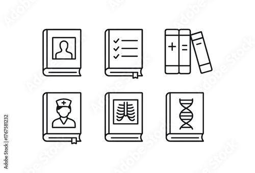 simple outline stroke icon isolated on white background pathology photo archive clinical procedure compendium internal medicine volume set nursing care textbook series radiology imaging