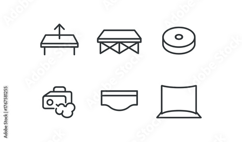 simple outline stroke icon isolated on white background thrust extension stage riser turntable platform fog machine apron edge cyclorama backdrop