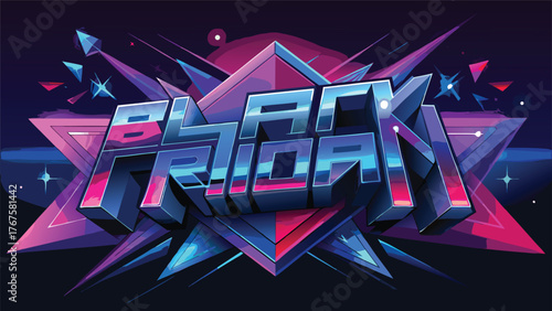 Eye-catching Black Friday sale banner illuminated with neon lights, highlighting exciting deals and promotions..eps