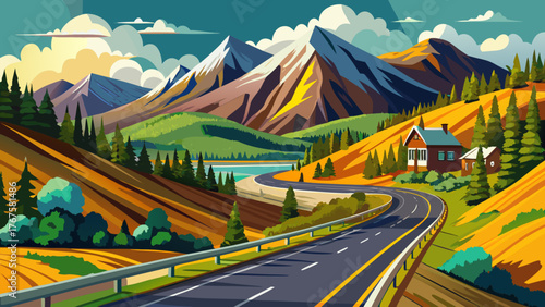 Very beautiful, scenic image along Highway 12 (Kebler Pass) near Crested Butte, Colorado, showcasing golden aspen trees, mountain landscape, winding road, and breathtaking autumn colors in the Rocky 