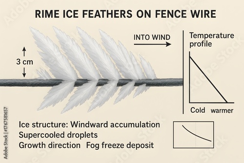 Rime Ice Feathers Forming on Cold Surfaces for Weather Science and Winter Photography