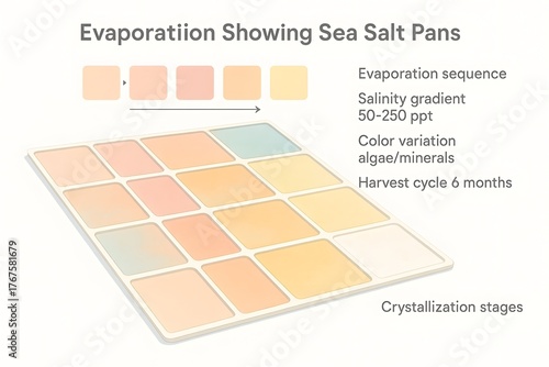Pastel Colored Sea Salt Pans with Mineral Deposits for Travel Photography and Background