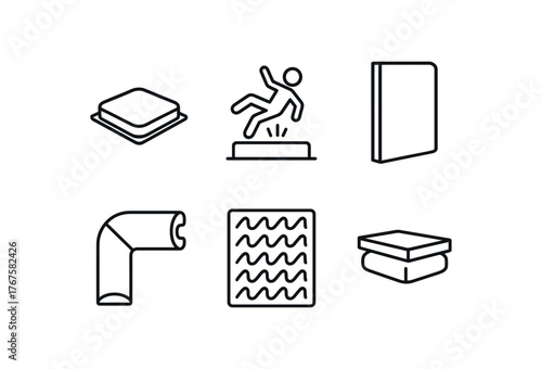 simple outline stroke icon isolated on white background floor impact pad actor fall mat padding sheet corner safety foam soundproofing foam panel under platform cushion