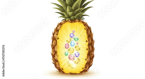 A dazzling surprise: A pineapple's hidden gem, a colorful treasure trove revealed within