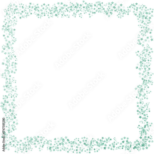 Green glitter stars confetti - stars frame wit hscattered stars design.