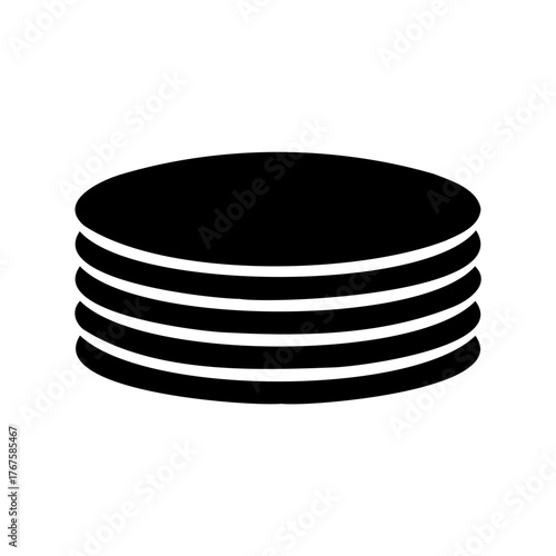 Stack of four pancakes served one on top of the other black silhouette