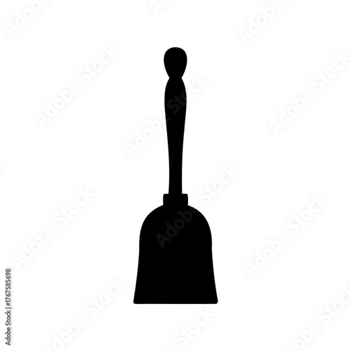 A silhouette of a vintage or antique dustpan with a long handle