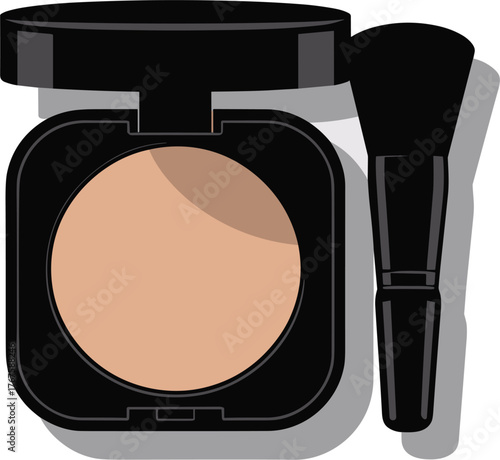 Compact powder makeup with applicator brush