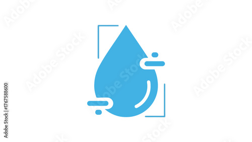 A blue water drop icon with two short lines and angular brackets to depict purity