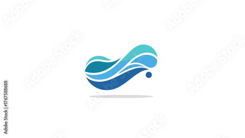 Wallpaper Mural Abstract logo. Blue, white and teal gradient, wavy design. Ball detail on the right with a shadow below Torontodigital.ca