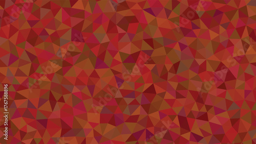 A vibrant abstract background composed of a mosaic of red, orange, and brown triangles.