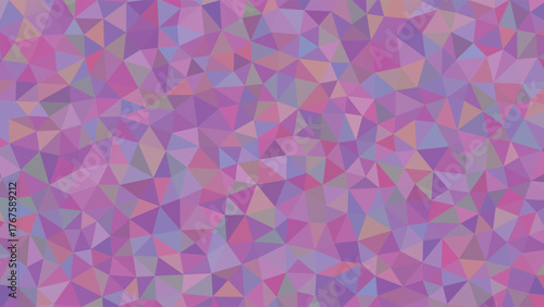 Abstract low-poly background with a mosaic of colorful geometric triangles in shades of purple, pink, and blue.