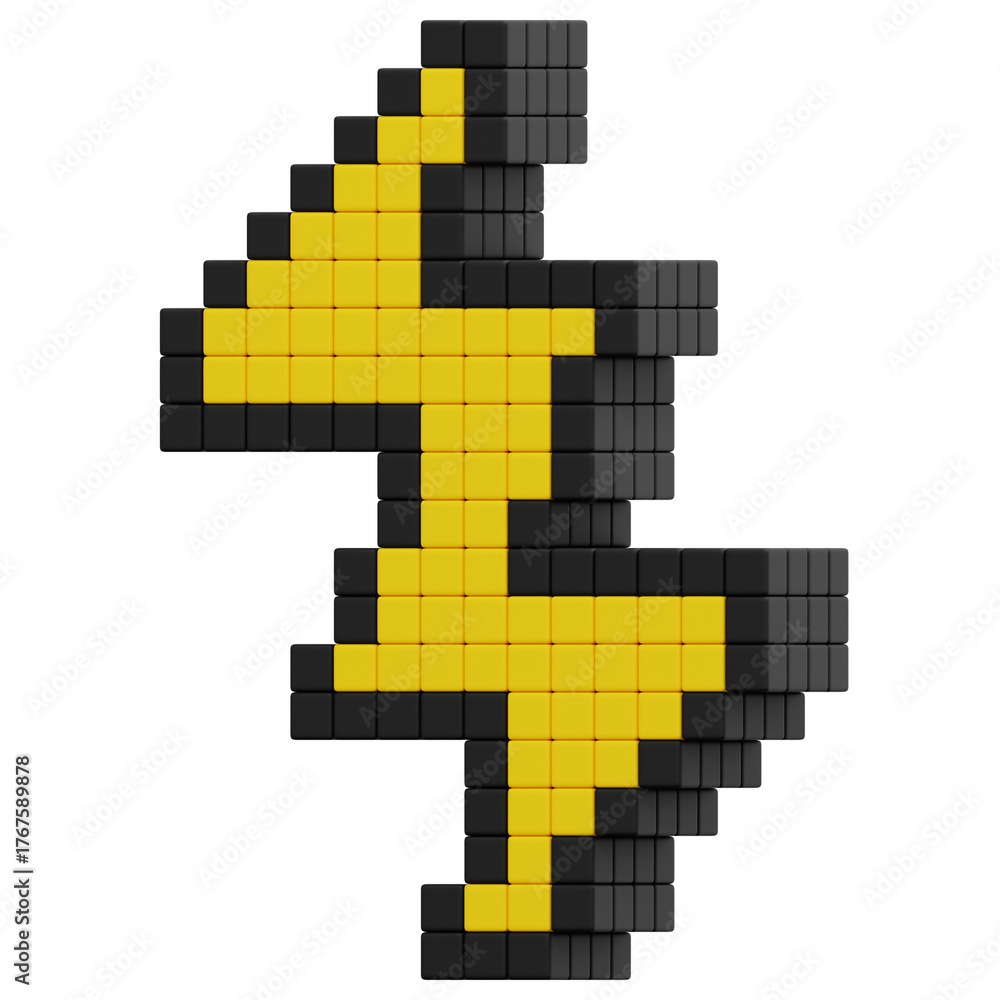 Obraz premium 3D Pixel Lightning Icon