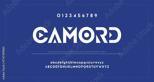 Design Modern abstract digital alphabet font. Minimal technology typography, Creative urban sport fashion futuristic font and with numbers. vector illustration.