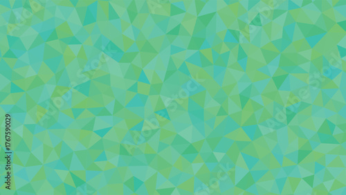 Abstract geometric background with a mosaic of green and teal low-polygon triangles creating a textured pattern.