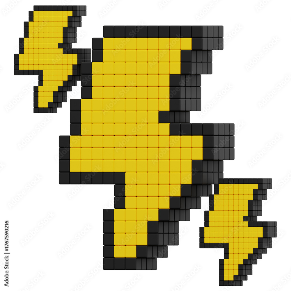 Fototapeta premium 3D Pixel Lightning Icon