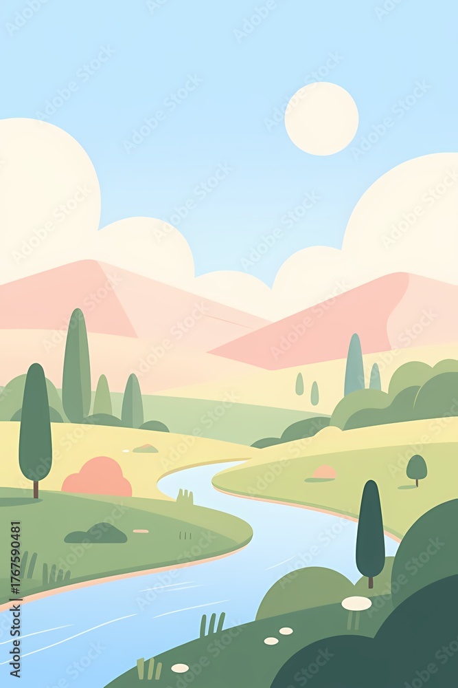 Obraz premium Pastel River Landscape