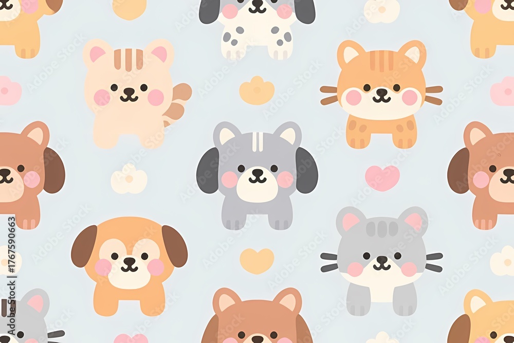 Naklejka premium Cute Pets Pattern
