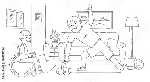 Senior Fitness & Support Exercising and Enjoying Life with a Friend