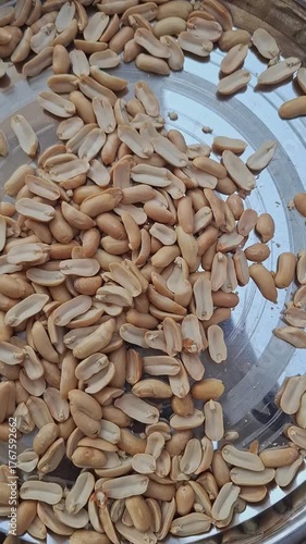 Salted roasted peanuts top view