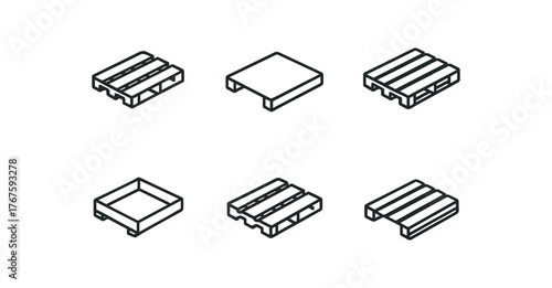 simple outline stroke icon isolated on white background euro pallet lightweight display pallet hardwood platform pallet custom size crate base notched deck pallet slatted shipping base