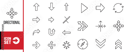 Directional arrow icon set navigation pointer vector symbol