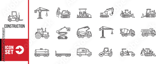 Construction vehicle icon set construction equipment vector