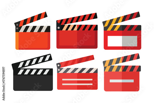 Movie Clapperboard Vector Icons Set