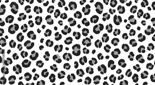 leopard print pattern a seamless design with bold black spots and subtle gray markings scattered on a white background perfect for textile design