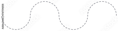Seamless Wavy Vector Line Element. This minimalist dashed illustration is ideal for creating dynamic timelines, separators, or patterns in any length. Graphic provides a modern representation of flow