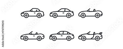 simple outline stroke icon isolated on white background soft top roadster hardtop convertible coupe two seater drop top retractable roof coupe luxury cabriolet turbocharged open top