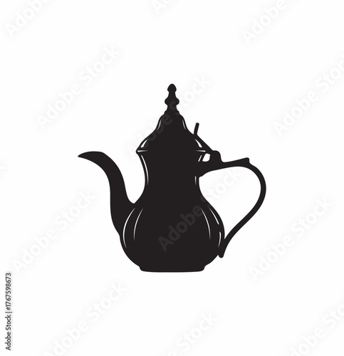Islamic Tea Ritual Vector with Crescent and Lanterns