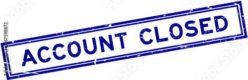 Grunge blue account closed word square rubber seal stamp on white bacckground