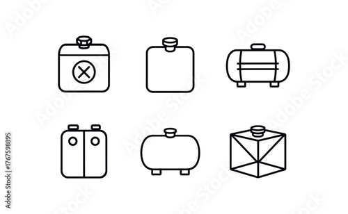 simple outline stroke icon isolated on white background aluminum race tank vented tank with cap rear mounted fuel tank dual chamber system large capacity diesel tank protected steel tank