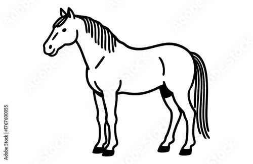 Simple horse illustration. Line art. Cute. Relaxed illustration. Horse. Horse racing.