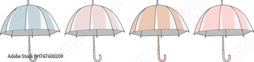 Pastel Umbrellas Illustration Cute Weather Protection Icons