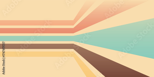 70s retro perspective lines background. Vintage colourful stripes banner, backdrop and wallpaper vector. eps version 10