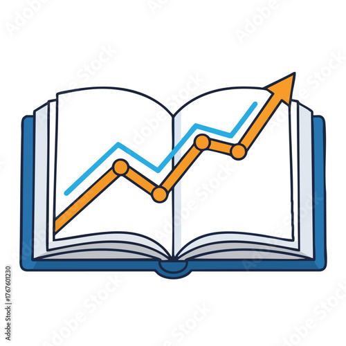 An open book with a growth chart displayed on its pages.